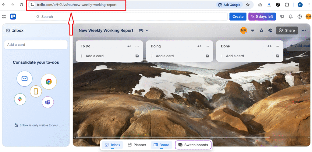 Copy Trello Board URL