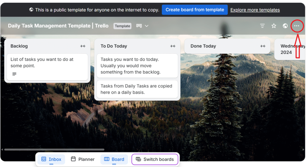 Trello Export Board Menu