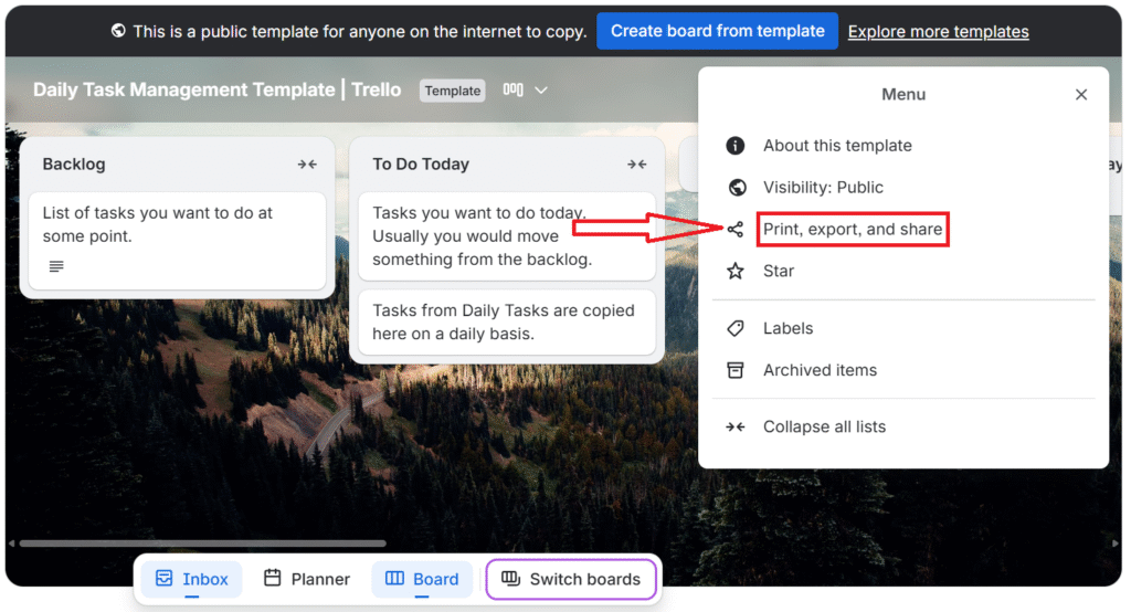 Sellect Print and Export Option In Trello Board Export